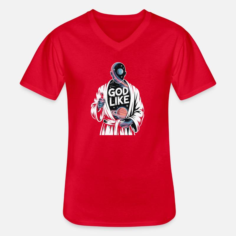 God Like Galaxy Design - Männer-T-Shirt mit V-Ausschnitt - Rot