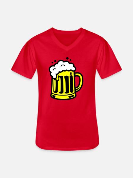 Bier Bierkrug Symbol - Männer-T-Shirt mit V-Ausschnitt - Rot