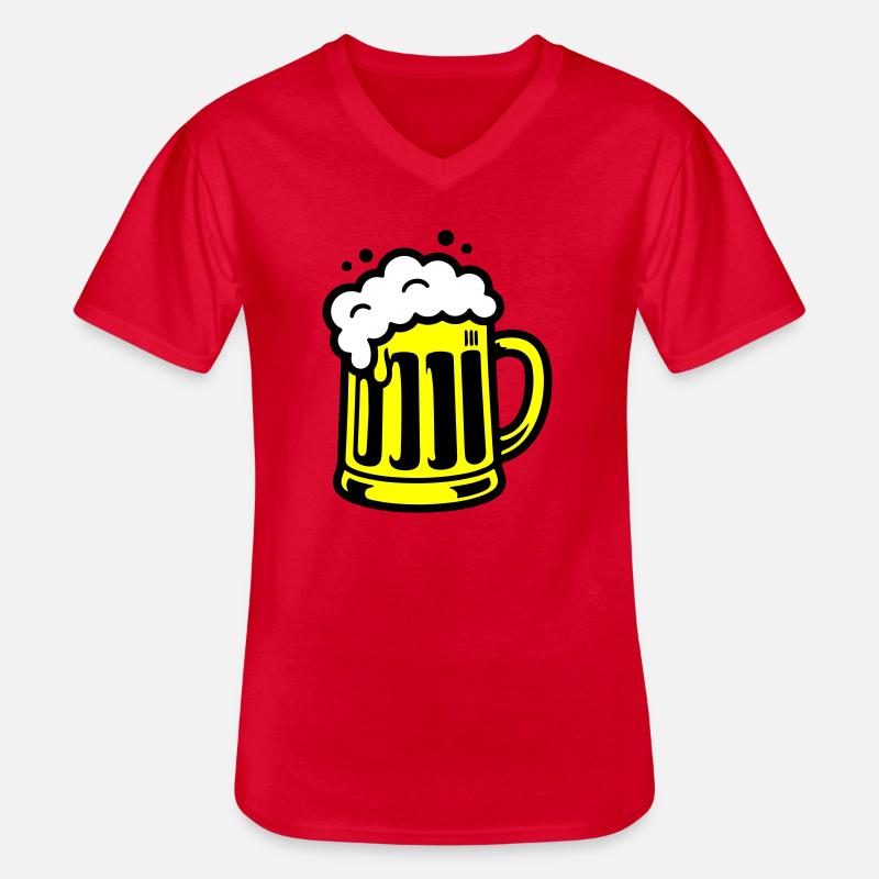 Bier Bierkrug Symbol - Männer-T-Shirt mit V-Ausschnitt - Rot