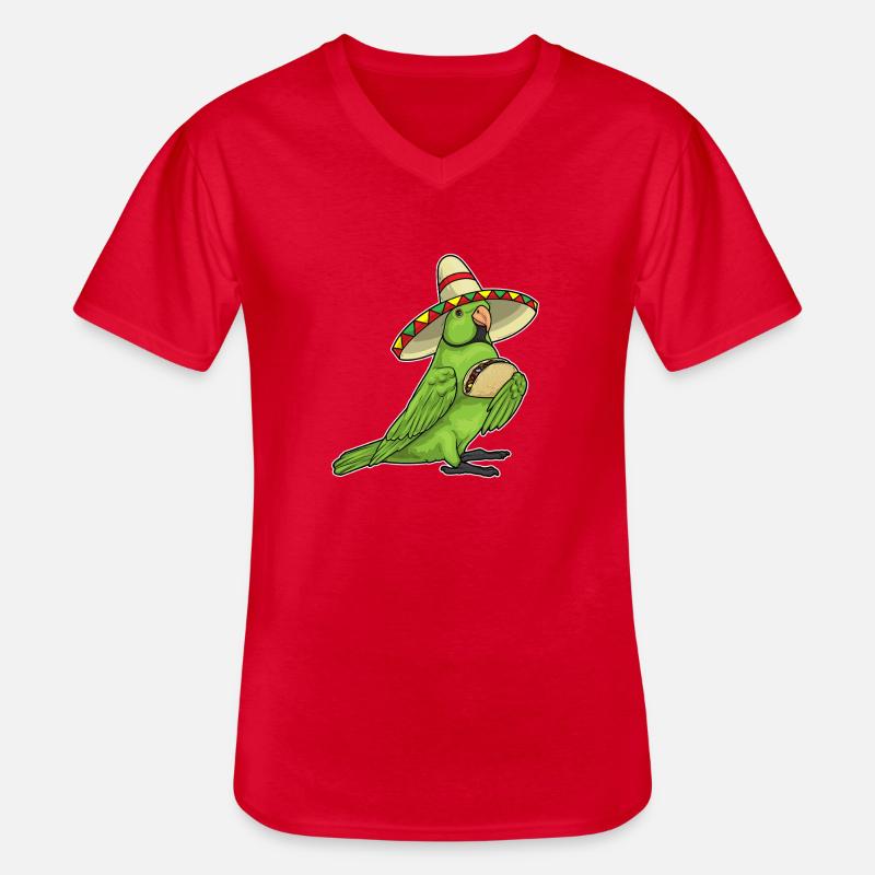 Papagei Taco - Männer-T-Shirt mit V-Ausschnitt - Rot