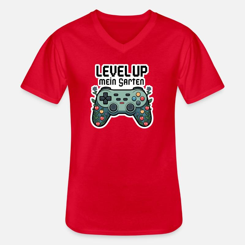Level Up Garten-Controller Design - Männer-T-Shirt mit V-Ausschnitt - Rot