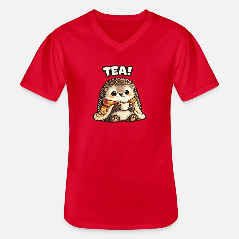 H Hedgehog Tee Time Cozy - Männer-T-Shirt mit V-Ausschnitt - Rot