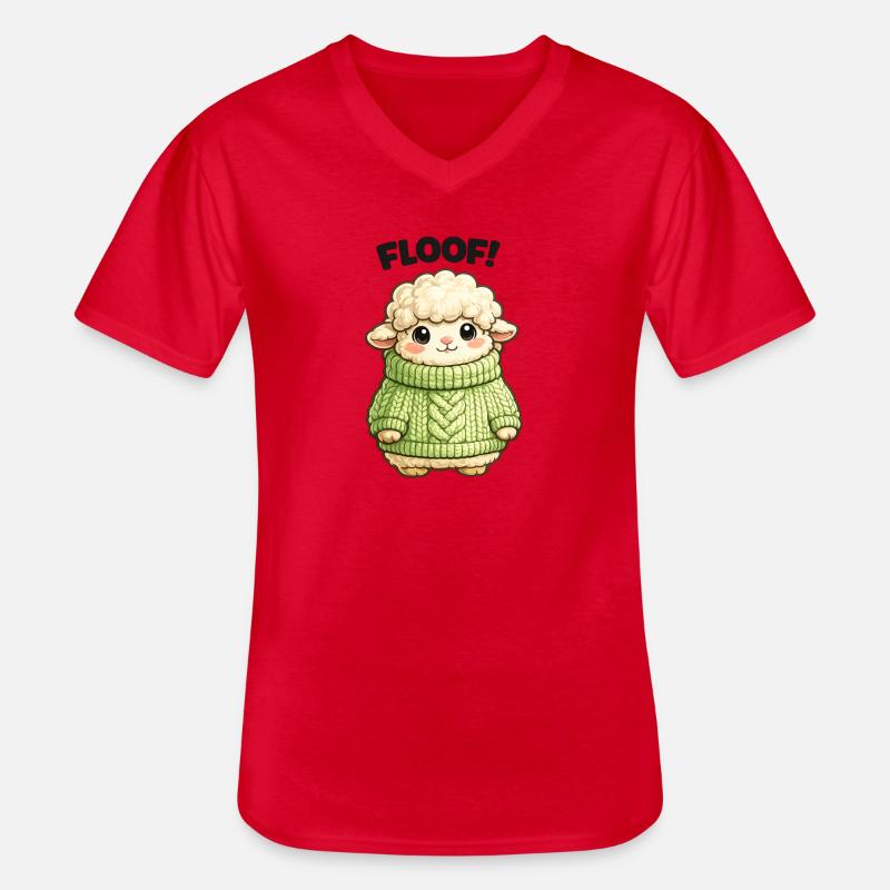 Kuscheliges Schäfchen Pullover Design - Männer-T-Shirt mit V-Ausschnitt - Rot