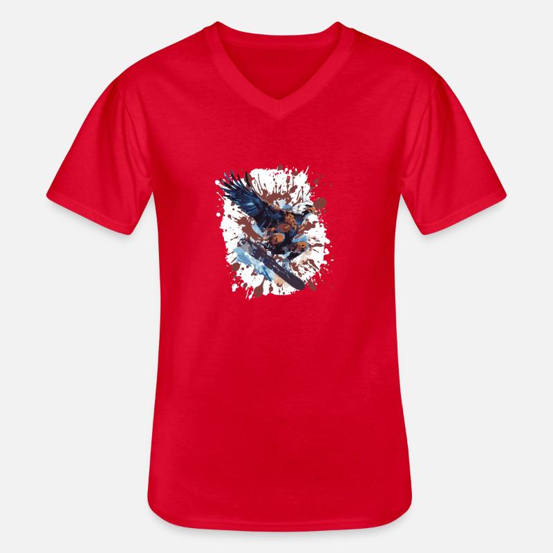 Adler Snowboard - Männer-T-Shirt mit V-Ausschnitt - Rot