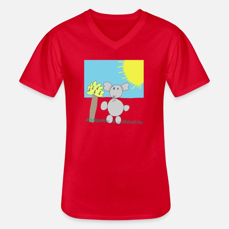 Verspielter Elefant unter einer hellen Sonne - Männer-T-Shirt mit V-Ausschnitt - Rot
