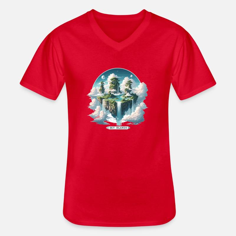 Sky Islands Himmelsinseln Schwebend - Männer-T-Shirt mit V-Ausschnitt - Rot
