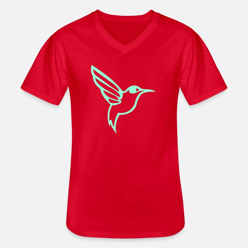 Kolibri Vogel - Männer-T-Shirt mit V-Ausschnitt - Rot