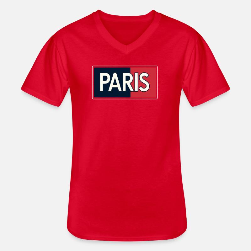 Pariser blaue und rote Blöcke - Männer-T-Shirt mit V-Ausschnitt - Rot