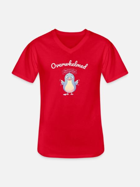 Overwhelmed Bird Cartoon Style - Men's V-Neck T-Shirt - red