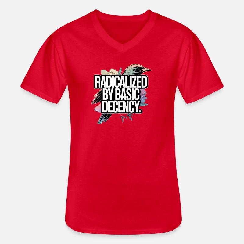 Radicalized by Basic Decency Statement - Men's V-Neck T-Shirt - red