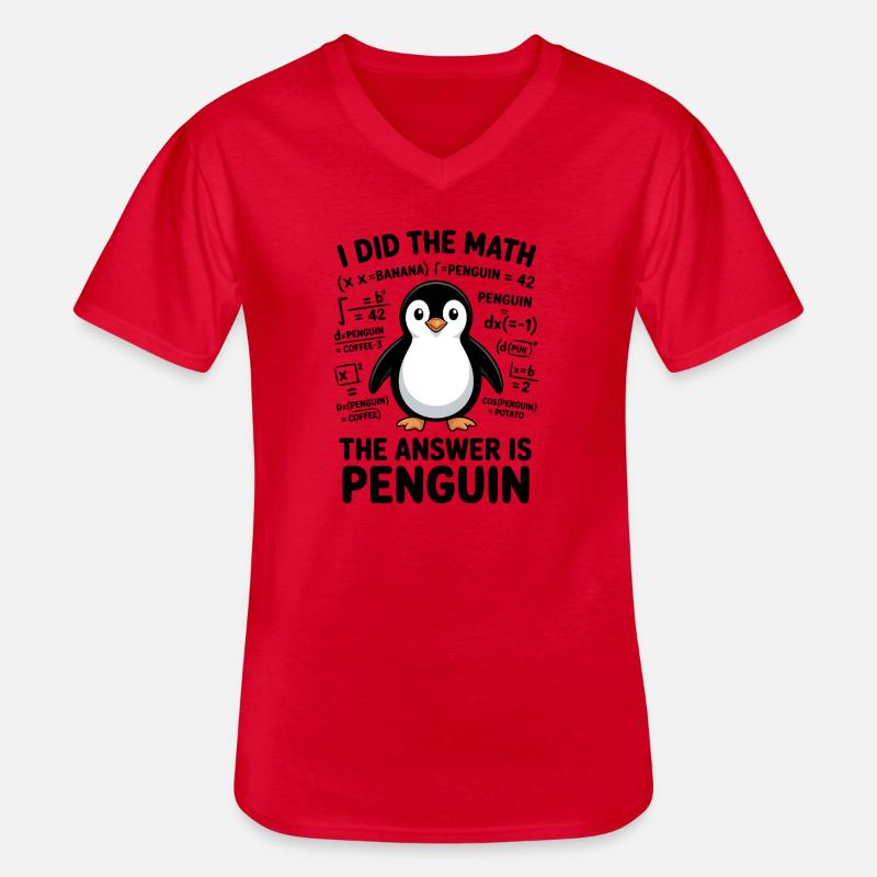 Math Sayings Penguin Funny Math Gift - Men's V-Neck T-Shirt - red