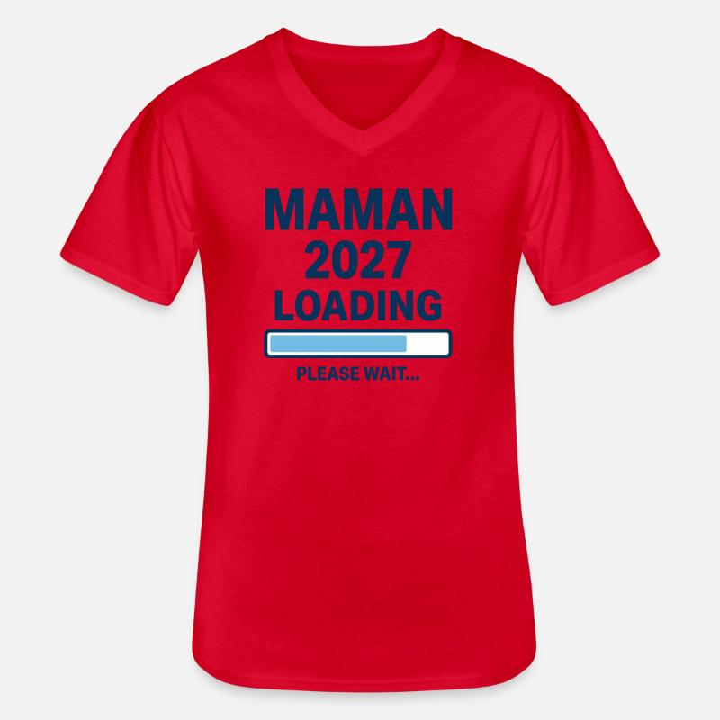 Design Mom 2027 Loading Schwangerschaft - Männer-T-Shirt mit V-Ausschnitt - Rot