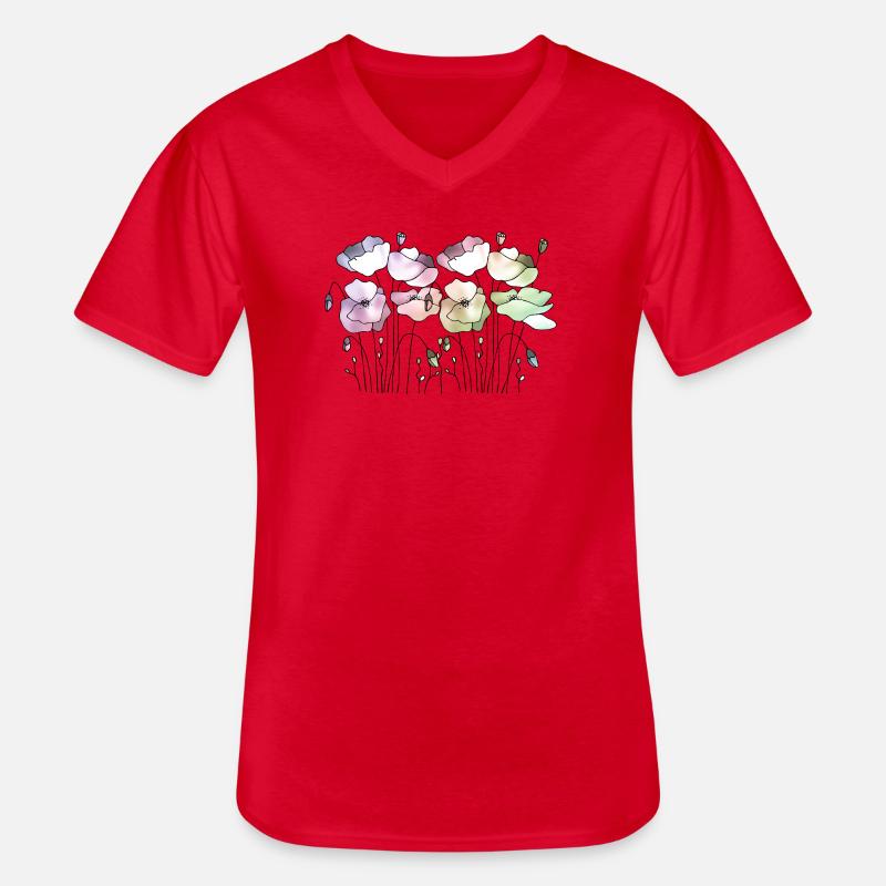 Blumen - Männer-T-Shirt mit V-Ausschnitt - Rot