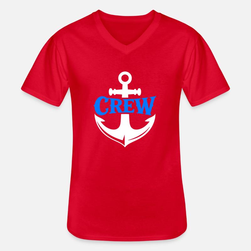Blauer Anker Crew Logo - Männer-T-Shirt mit V-Ausschnitt - Rot
