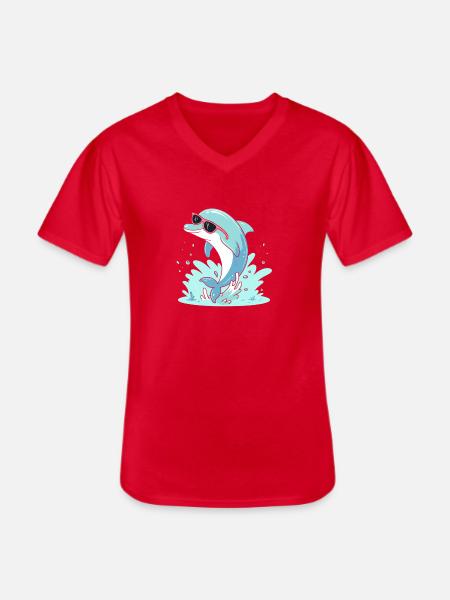 Delfin-Sommer-Pinkbrille - Männer-T-Shirt mit V-Ausschnitt - Rot