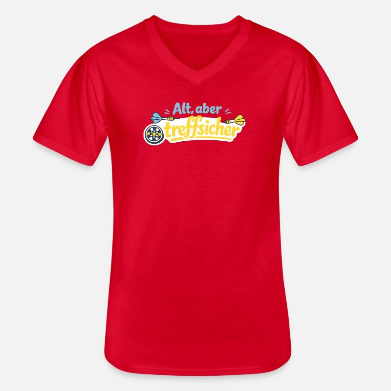 Alt, aber trefflich – Retro Darts - Männer-T-Shirt mit V-Ausschnitt - Rot
