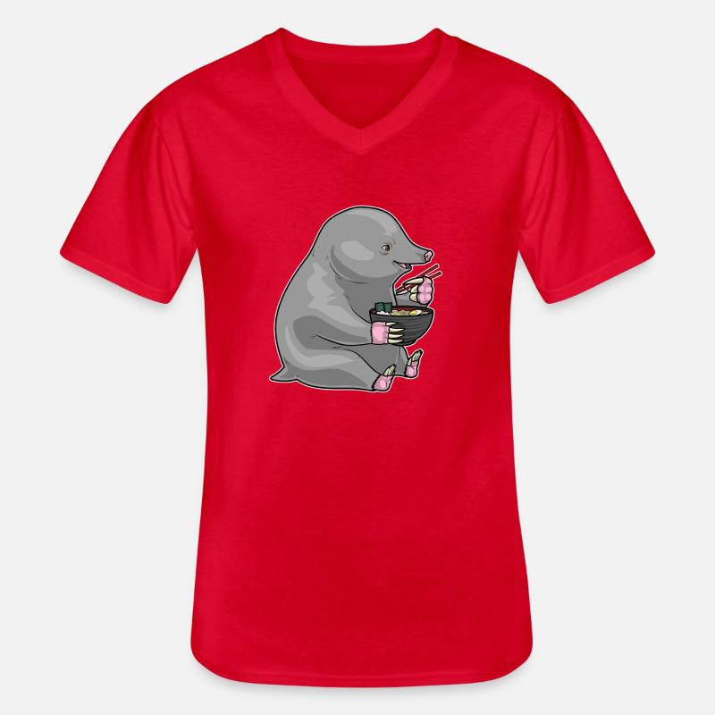 Maulwurf Koch Ramen Kochen - Männer-T-Shirt mit V-Ausschnitt - Rot