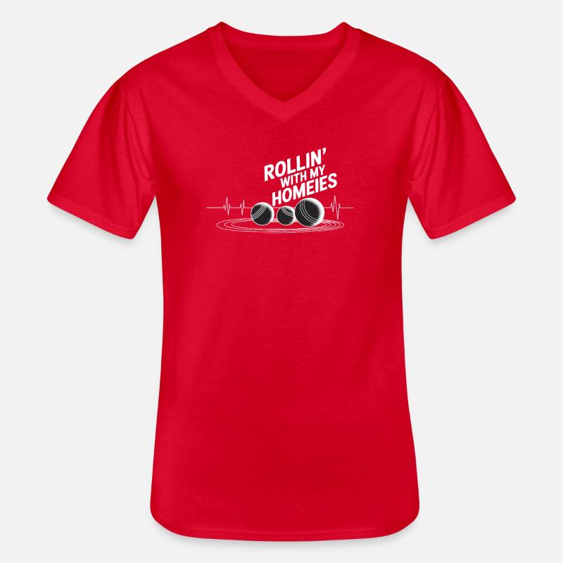 Boccia King Präzision Leidenschaft 	 - Männer-T-Shirt mit V-Ausschnitt - Rot