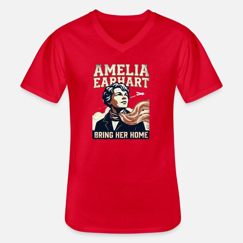 Amelia Earhart – Ramène-la à la maison - T-shirt col V Homme - rouge