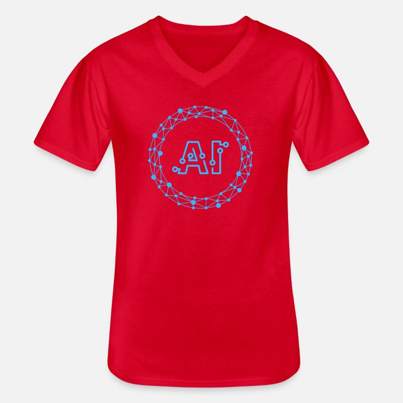 Futuristic AI Data Network Symbol - Men's V-Neck T-Shirt - red