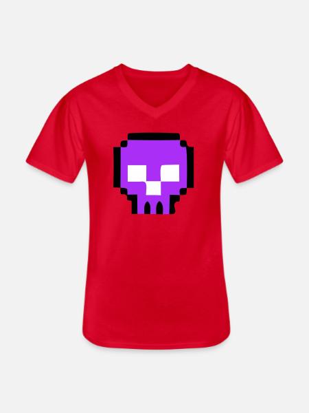 Pixel Skull Game Over - Men's V-Neck T-Shirt - red