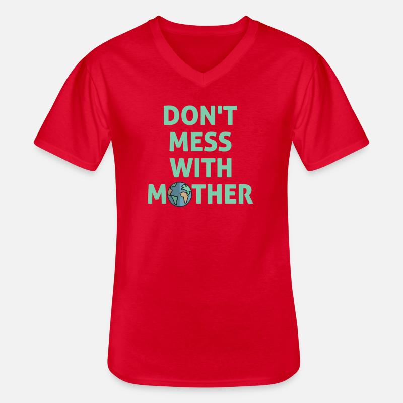 Leg dich nicht mit Mutter an! - Männer-T-Shirt mit V-Ausschnitt - Rot