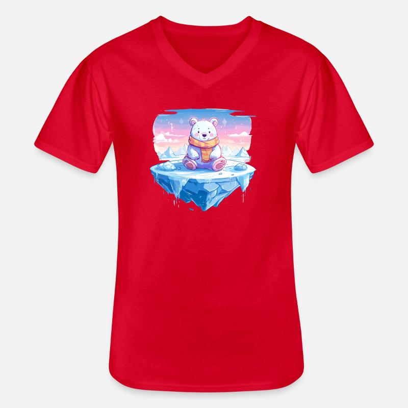 Polarlicht-Bär auf Eis - Männer-T-Shirt mit V-Ausschnitt - Rot