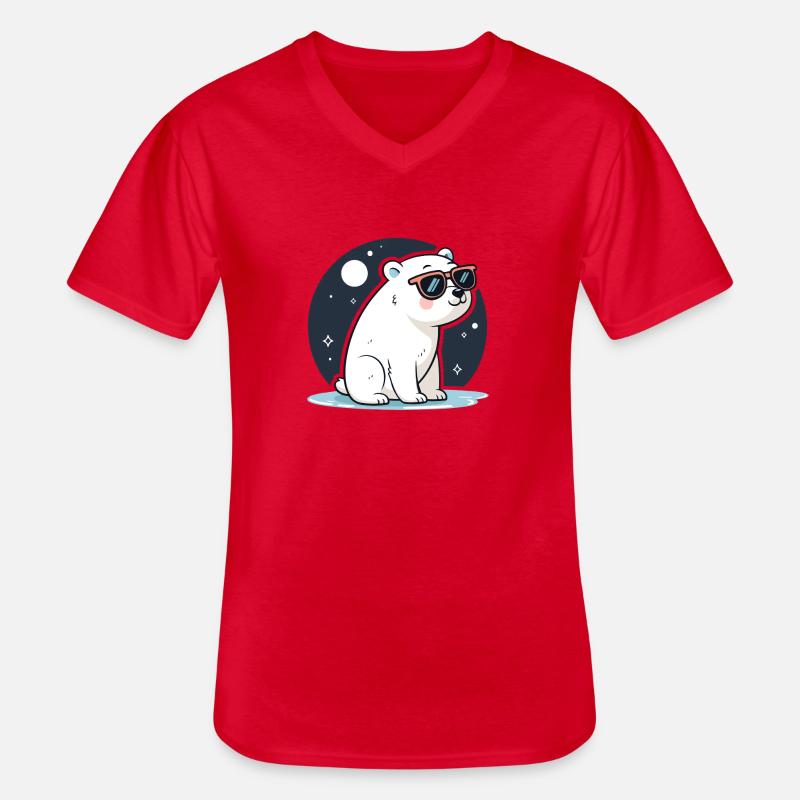 Rote Eisbär-Kosmische Brille - Männer-T-Shirt mit V-Ausschnitt - Rot