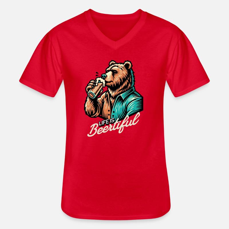 beertiful life  - Männer-T-Shirt mit V-Ausschnitt - Rot