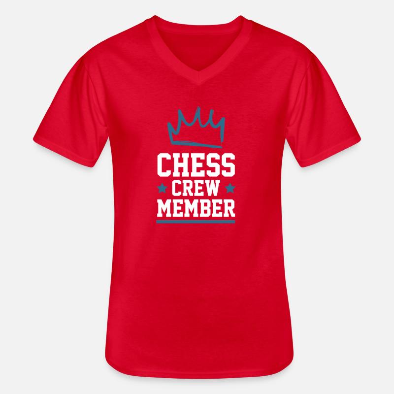Chess Crew - Männer-T-Shirt mit V-Ausschnitt - Rot