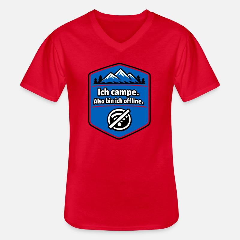 Camping - ich bin offline - Männer-T-Shirt mit V-Ausschnitt - Rot