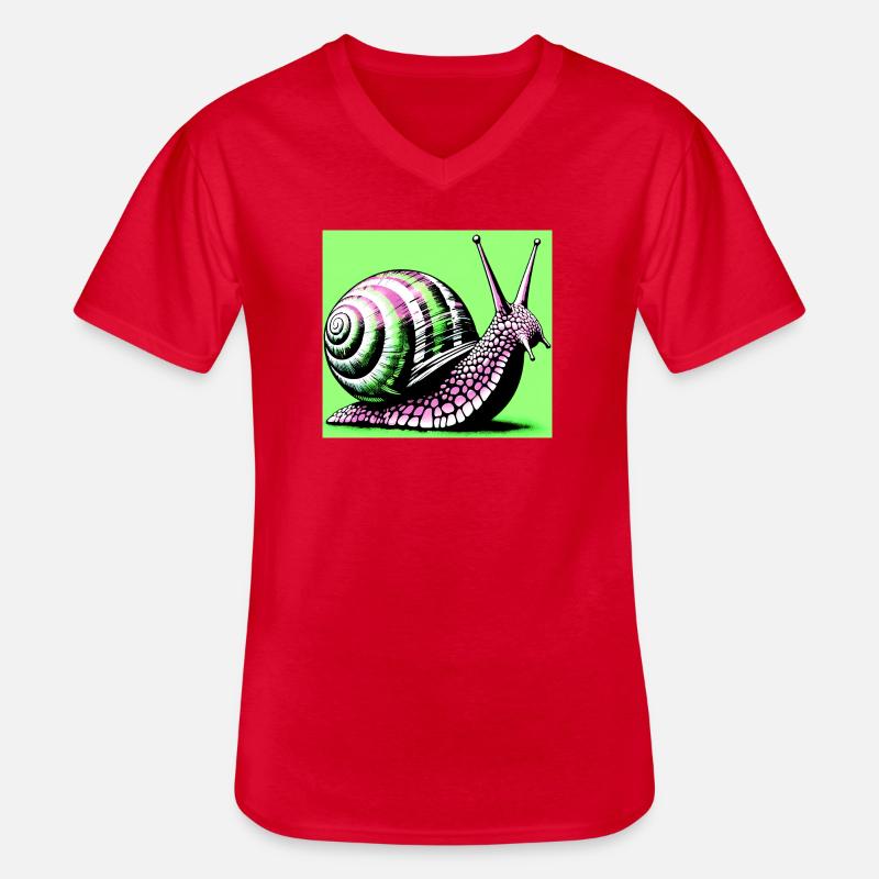 Schnecke - Männer-T-Shirt mit V-Ausschnitt - Rot