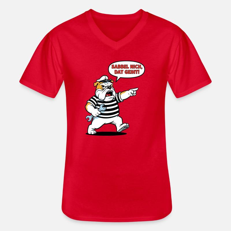 Sabbel nich, dat geiht! Bulldogge Handwerker - Männer-T-Shirt mit V-Ausschnitt - Rot