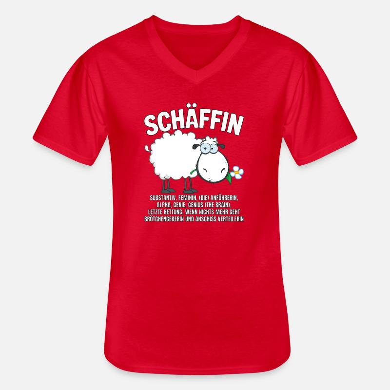 Schäffin - Alpha Schaf mit Sonnenbrille - Männer-T-Shirt mit V-Ausschnitt - Rot