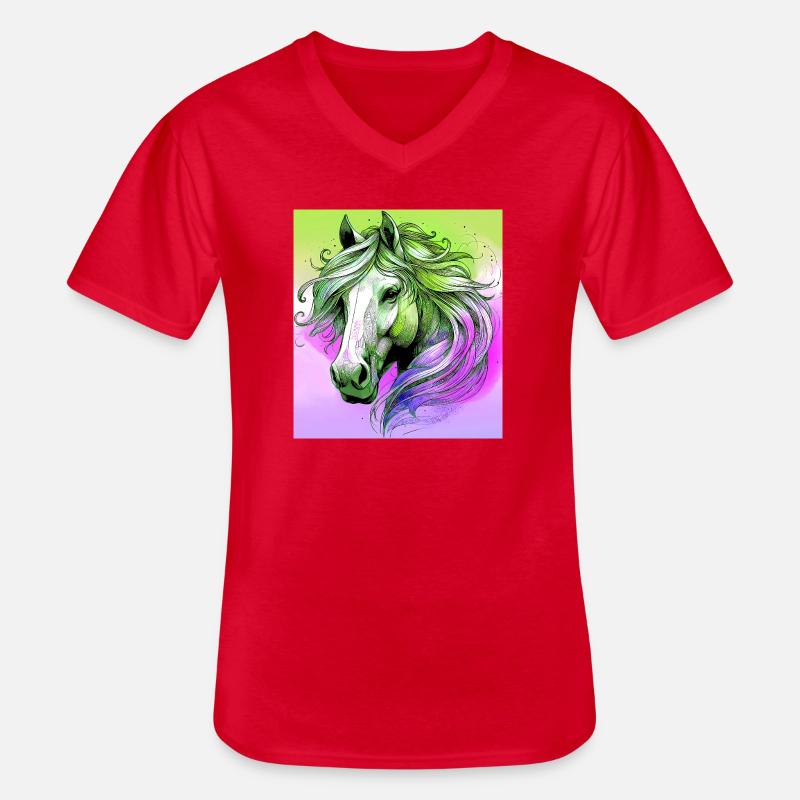 Pferd - Männer-T-Shirt mit V-Ausschnitt - Rot