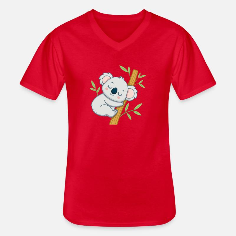 Schläferkoala auf einem Ast - Männer-T-Shirt mit V-Ausschnitt - Rot