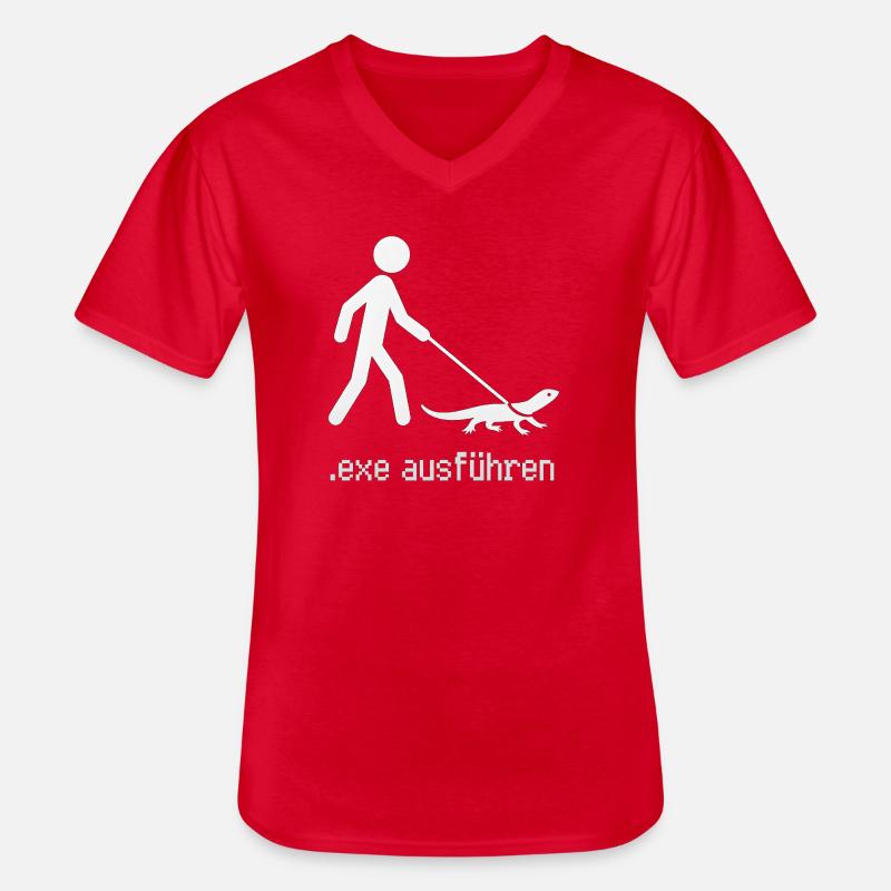 exe ausführen - Männer-T-Shirt mit V-Ausschnitt - Rot