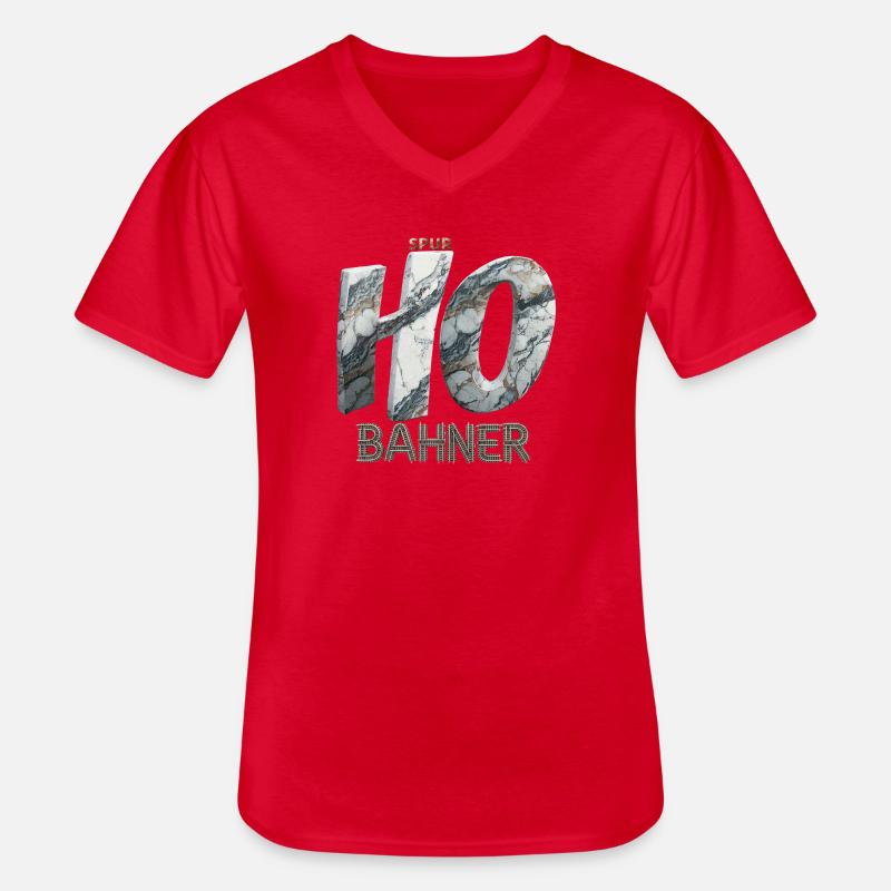 SPUR H0 BAHNER – Marmor Edition - Männer-T-Shirt mit V-Ausschnitt - Rot