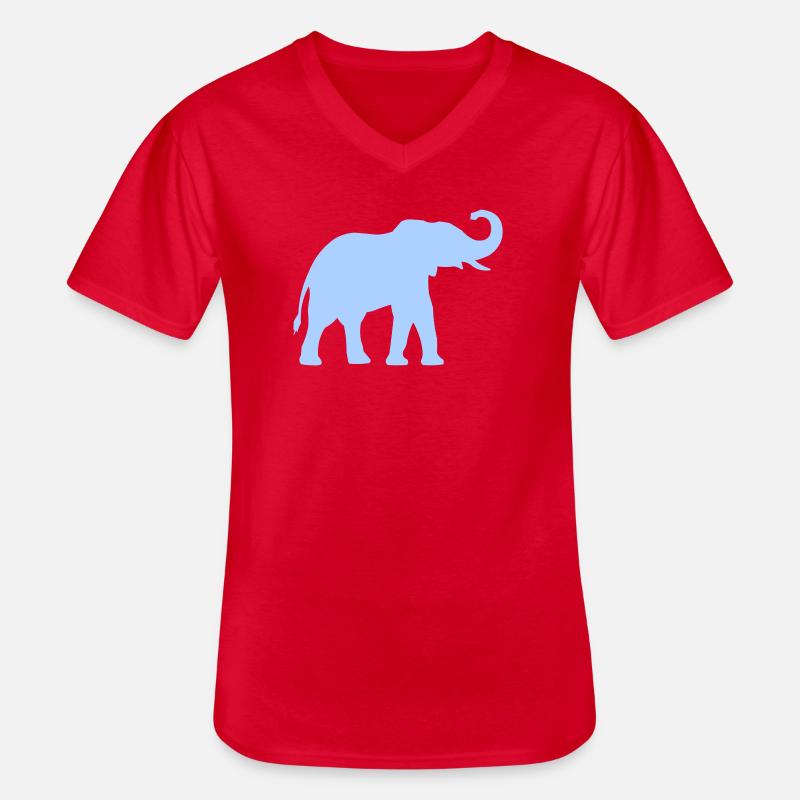 Blauer Elefantenumriss - Männer-T-Shirt mit V-Ausschnitt - Rot