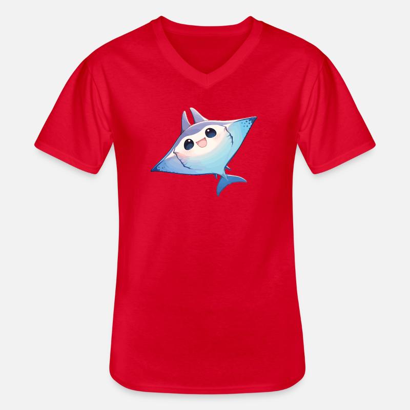 Rochen Mantarochen - Männer-T-Shirt mit V-Ausschnitt - Rot