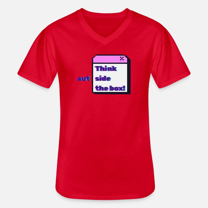 Think autside the box - Glitch - Männer-T-Shirt mit V-Ausschnitt - Rot