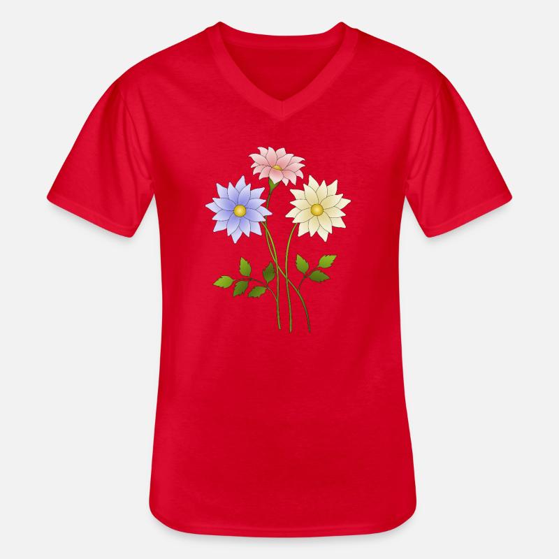 Blumen - Männer-T-Shirt mit V-Ausschnitt - Rot