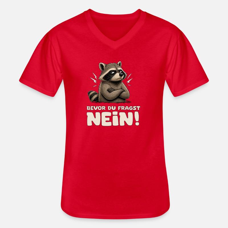 Wütender Waschbär mit Spruch Nein - Männer-T-Shirt mit V-Ausschnitt - Rot