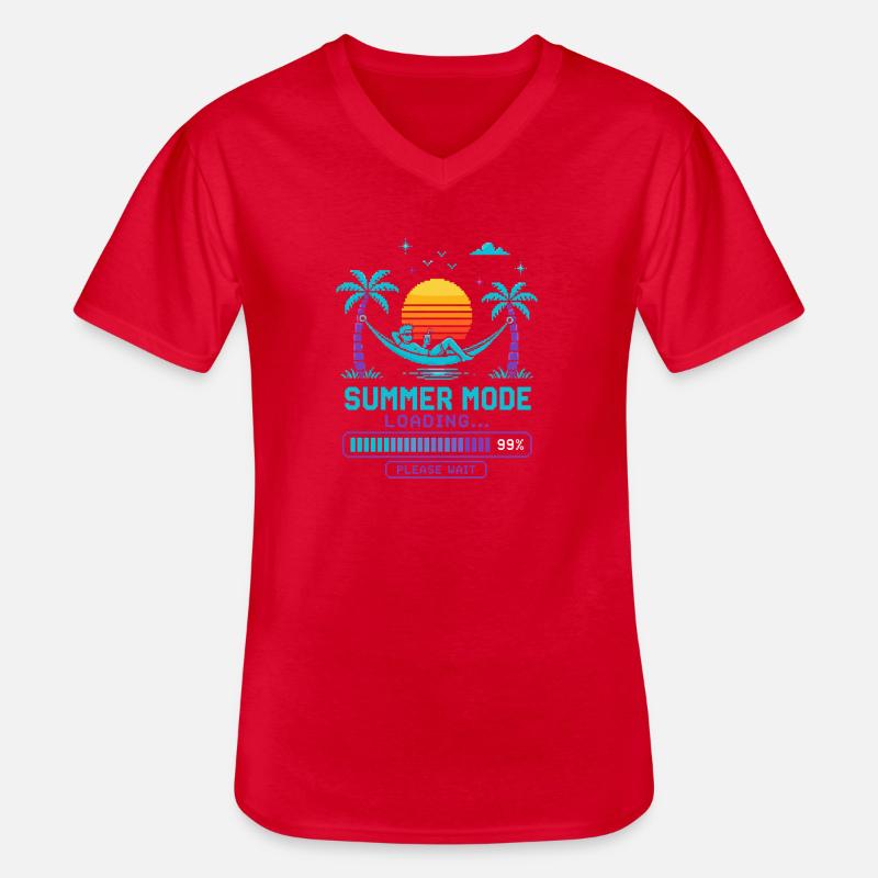 Summer Mode Loading: Sunset - Men's V-Neck T-Shirt - red
