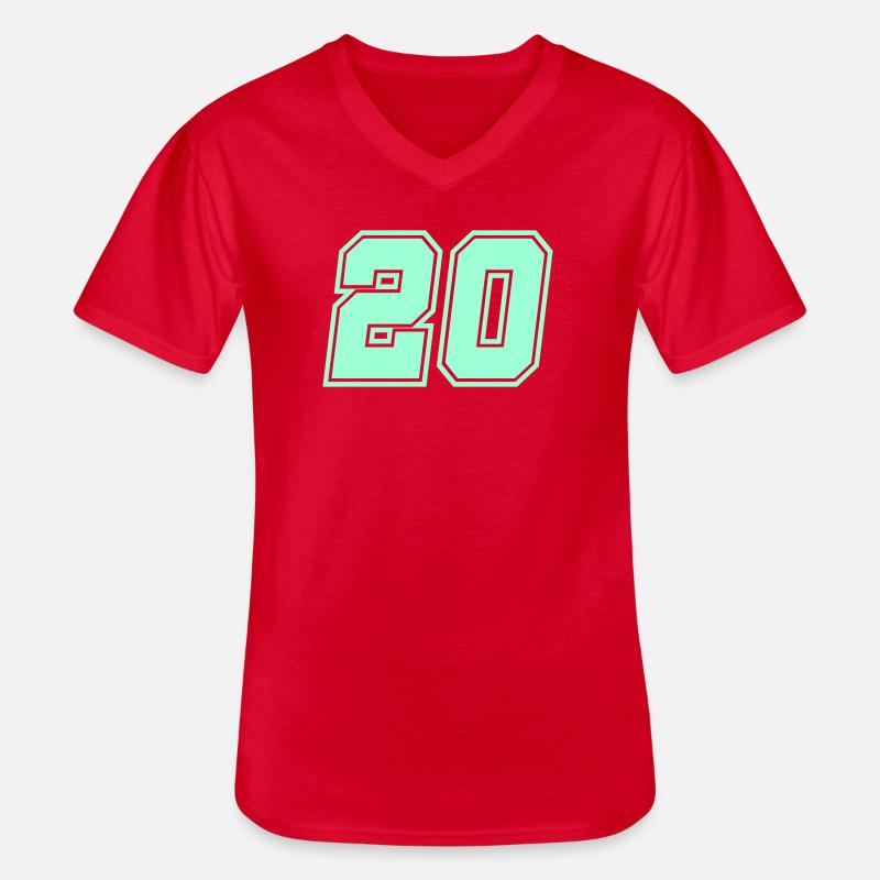 20- - Männer-T-Shirt mit V-Ausschnitt - Rot