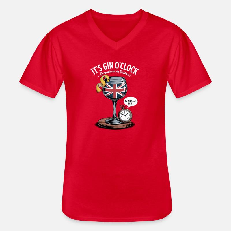 Gin O'Clock Britischer Humor - Männer-T-Shirt mit V-Ausschnitt - Rot