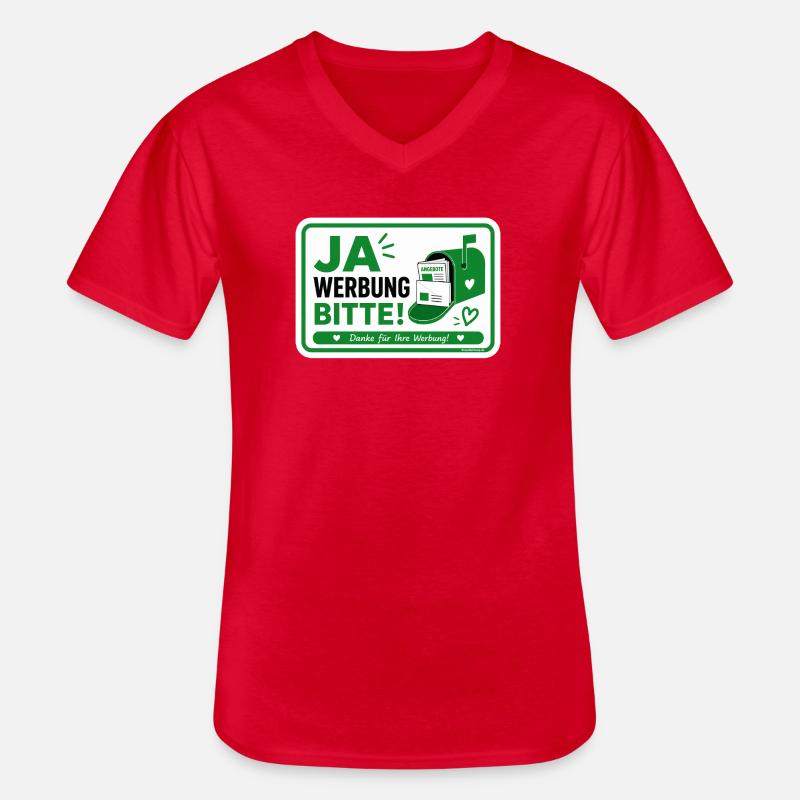 Ja bitte Werbung - Männer-T-Shirt mit V-Ausschnitt - Rot