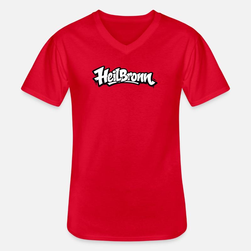 Heilbronn Graffiti Logo Tee - Männer-T-Shirt mit V-Ausschnitt - Rot