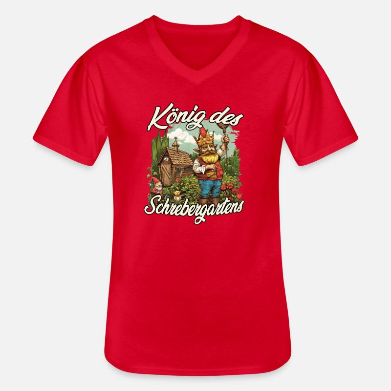Kleingarten Gartenkönig Gartenzwerg Blumenbeet - Männer-T-Shirt mit V-Ausschnitt - Rot