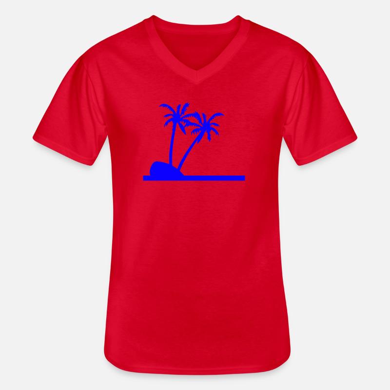 Palmen - Männer-T-Shirt mit V-Ausschnitt - Rot